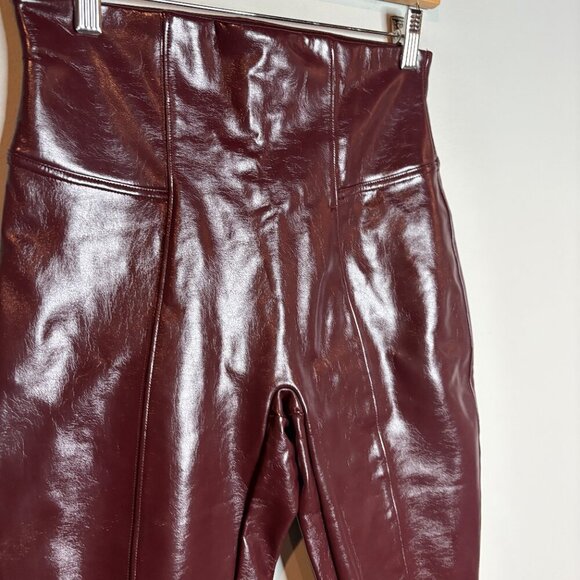 SPANX Faux Patent Leather Leggings Ruby Burgundy - Picture 3 of 6